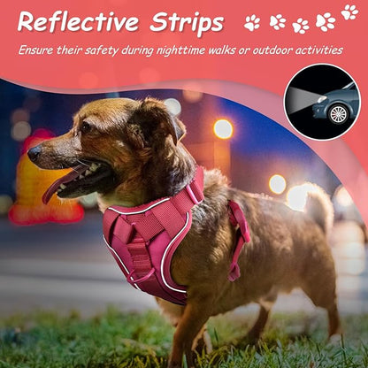 AUROTH Dog Harness Medium Sized Dog, Dog Vest Harness Medium Size Dog, Medium Dog Harness, No Pull Dog Harness for Medium Dogs with Handle, Rose Red M AurothPets