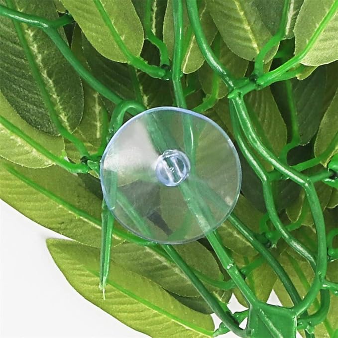 Reptile Plants Hanging Silk Terrarium Plant with Suction Cup for Bearded Dragons,Lizards,Geckos,Snake Pets and Hermit Crab Tank Habitat Decorations,Small Size,12 inches Green SLSON