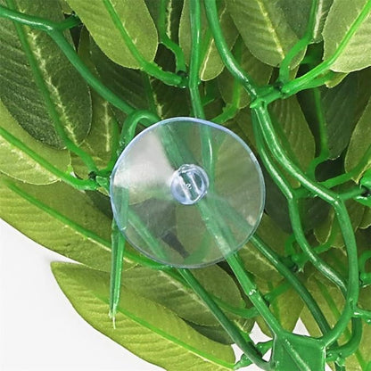Reptile Plants Hanging Silk Terrarium Plant with Suction Cup for Bearded Dragons,Lizards,Geckos,Snake Pets and Hermit Crab Tank Habitat Decorations,Small Size,12 inches Green SLSON