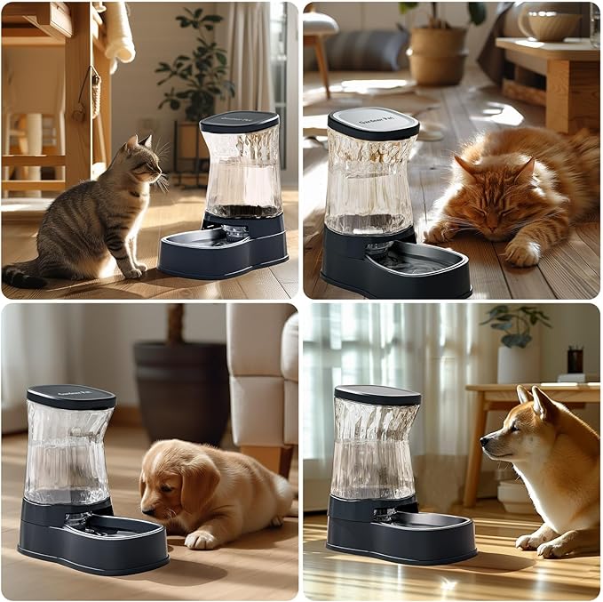 Gardner Pet Automatic Dog Water Dispenser Gravity Stainless Steel Water Waterer Feeder, 100% BPA-Free Large Capacity Water Feeding Bowls for Medium & Large-Sized Dogs Cats Other Pets -(1 Gallon) - PAWPICO