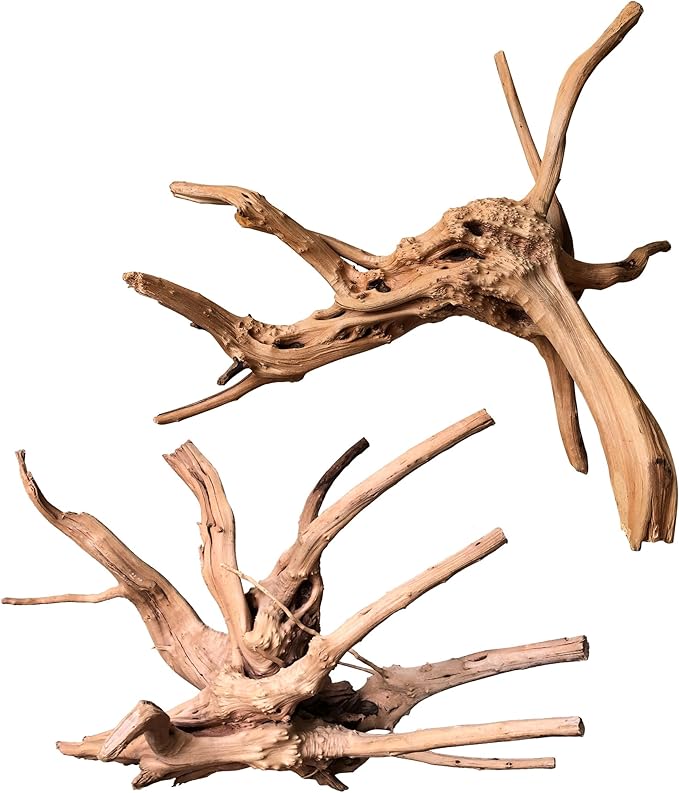majoywoo Natural Large Driftwood for Aquarium Decor Reptile Decor, Assorted Spider Wood Branch 11-14" 2 Pcs, Fish Tank Decoration Majoywoo
