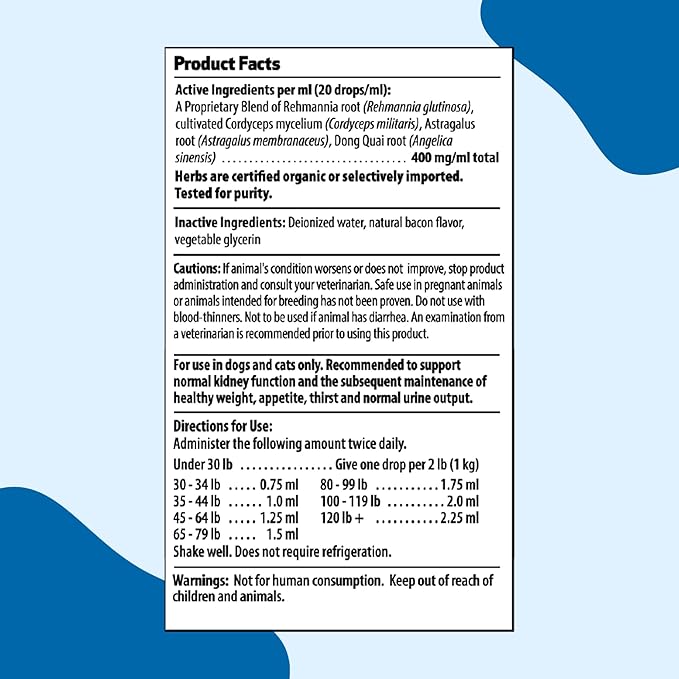 Pet Wellbeing Kidney Support Gold for Dogs & Cats - Healthy Kidney Function, Energy & Fluid Balance, Normal Appetite, Rehmannia, Dong Quai - Veterinarian-Formulated Herbal Supplement 4 oz (118 ml) PetWellbeing
