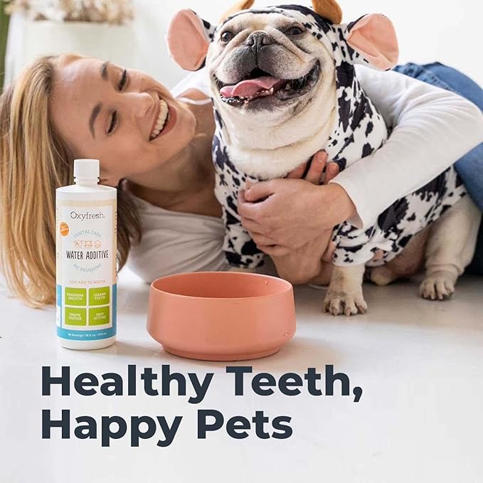 Oxyfresh Premium Pet Dental Care Solution Pet Water Additive: Best Way to Eliminate Bad Dog Breath and Cat Bad Breath - Fights Tartar & Plaque - So Easy, Just Add to Water! Vet Recommended 16 oz. Oxyfresh
