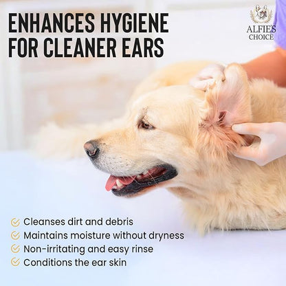 ALFIE'S CHOICE Dog Ear Wash - with Lavender & Tea Tree Oil to Soothes Pet Itchy Ears – Ear Wash for Dogs Cleans Debris and Buildup - Advanced Ear Cleanser for Dogs and Cats 16 fl oz AlfiesChoice