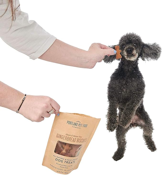 Portland Pet Food Company Gingerbread Healthy Dog Treats - Grain-Free, Human-Grade, Gingerbread Dog Treats - All Natural Dog Training Treats & Biscuits Made in the USA Only 1-Pack (5 oz) - PAWPICO