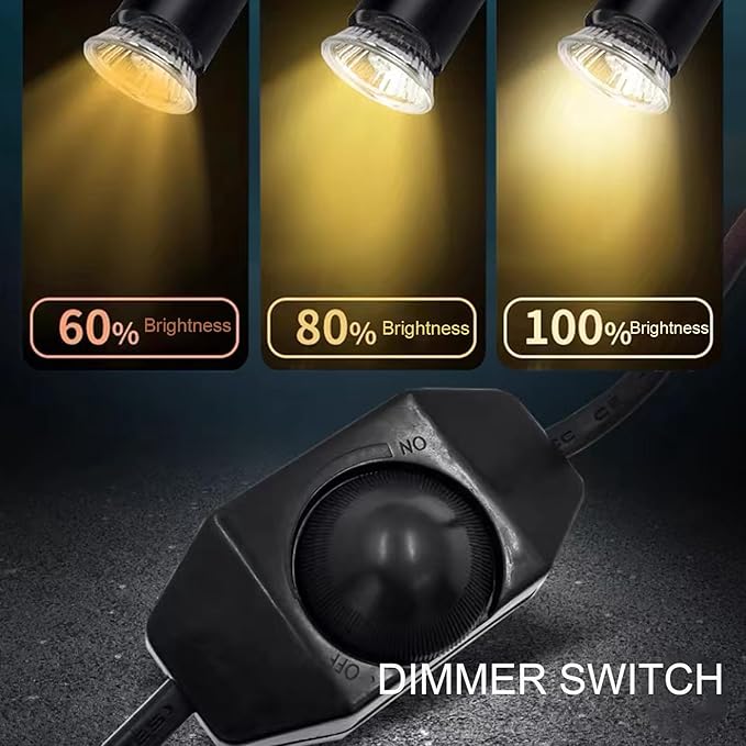 Upgraded Reptile Heat Lamp, UVA/UVB Turtle Heat Light Dimmable Aquarium Basking Light with 2 Bulbs Habitat Heating Lamp with 360° Rotatable for Terrarium Reptiles Lizard Snake PUEUTU