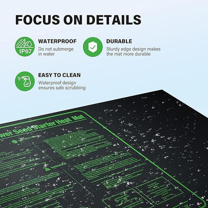 iPower GLHTMTCTRLHTMTL 48" x 20" Warm Hydroponic Seedling Heat Mat and Digital Thermostat Control Combo Set for Plant Germination, Black iPower