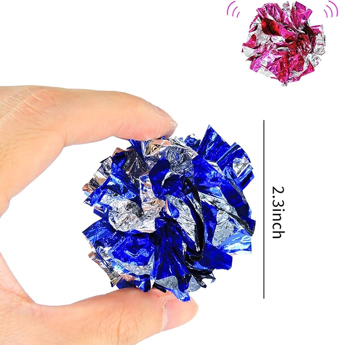 Andiker Cat Crinkle Balls, 2.36 Inches Colorful Balls Chew and Chase Cat Mylar Crinkle Balls Lightweight for Indoor Cats to Keep Fit and Active (10 pcs) - PAWPICO