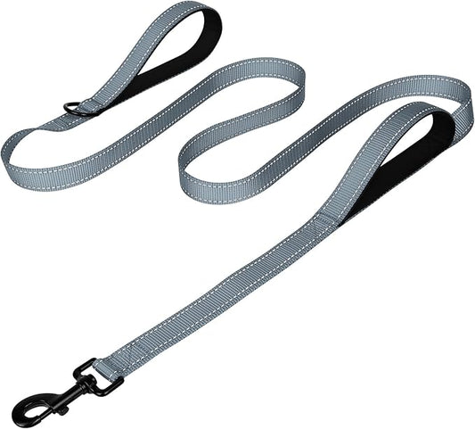 Joytale Dog Leash Heavy Duty for Large Dogs That Pull, Double Handle for Traffic Control, Double-Sided Reflective Leashes for Large Medium Dogs Night Safety, 6FT, Gray Joytale
