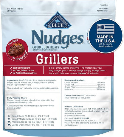 Blue Buffalo Nudges Grillers Natural Dog Treats, Made in the USA with Real Steak, 5-oz Bag - PAWPICO