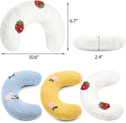 ucho Pillow for Cats, Ultra Soft Fluffy Pet Calming Toy Half Donut Cuddler, U-Shaped Pillow for Pet Cervical Protection Sleeping Improve - White ucho