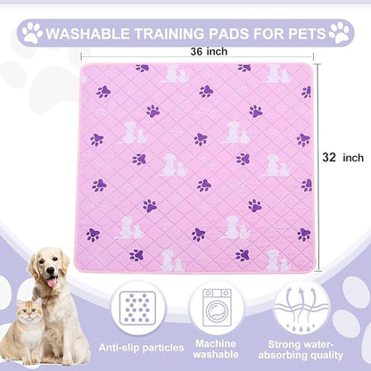 Washable Pee Pads for Dogs 2 Pack Non-Slip Reusable Puppy Pads 32x36 inch Reusable Pet Training Pads Puppy Pads Dog Training Pads with Fast Absorbent ,Waterproof Bed Pads,Dog Crate Pad - PAWPICO