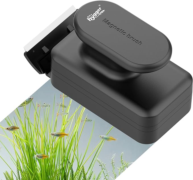 hygger Aquarium Magnetic Glass Cleaner, Algae Scraper for Fish Tank Cleaning with Two Detachable Blade, Magnet Floating Design Scrubbing Brush hygger