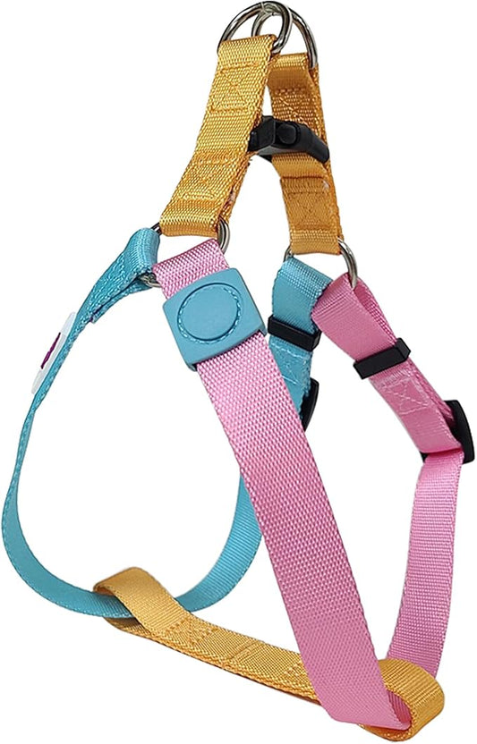 Tri-Color Harness for Medium Dog, Adjustable Step-in Design No Pull Dog Harness No Pull, Heavy Duty Puppy Harness, Easy Walk Medium Size Dog,M: 3/4''''W x Chest 19''- 25'''' Pawhuggies