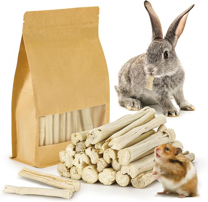 300g/0.66lb Sweet Bamboo Chew Sticks for Rabbits Bunny Chew Toys Molar Treats Snack for Small Animals Hamsters Chinchillas Guinea Pigs Natural Teeth Grinding Toys Heylcm