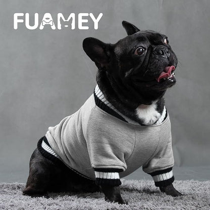 FUAMEY Dog Pullover Sweatshirt，Dog Winter Sweaters Warm Dog Clothes Dog Vest Thick Puppy Pullover Soft Pet Fleece Sweater Cute Doggie Boy Girl Outfit for Small Medium Dogs Grey L - PAWPICO