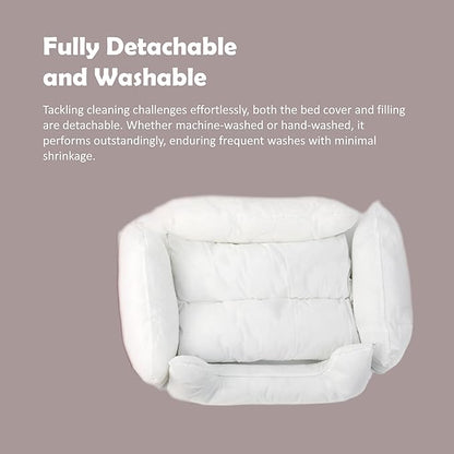 Dog Bed with Sides for Medium/Large Dogs, Soft & Fluffy, All Seasons, Fully Removable & Washable Dog Bed, Luxury, Stylish, Cozy, Comfy, Warm (Yellow, Large) - PAWPICO