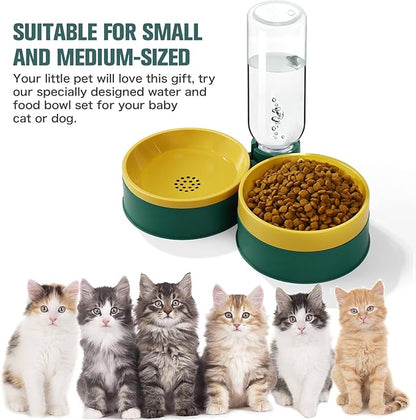 Cat Food Bowl, Cat Bowls Whisker Friendly with Water Dispenser for Cats and Small Dogs - PAWPICO