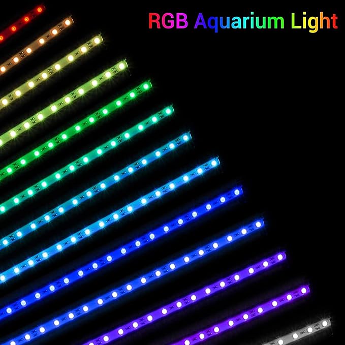 Aquarium Light with Air Bubble Hole, Full Spectrum RGB LED Submersible Fish Tank Lights, Sunrise Sunset Mode IP68 Waterproof with Remote Controller for fish and plants (48cm/19inch) ABESTFISH