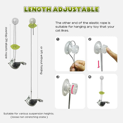 LEWISER Cat Toys Chirp Chickadee, Interactive Cat Feather Toys, Retractable Cat Teaser Toy, Hanging Toys for Indoor Cats Exercise, Kitten Kitty Fun Mental Physical Toys, Grey (1 Pack) - PAWPICO