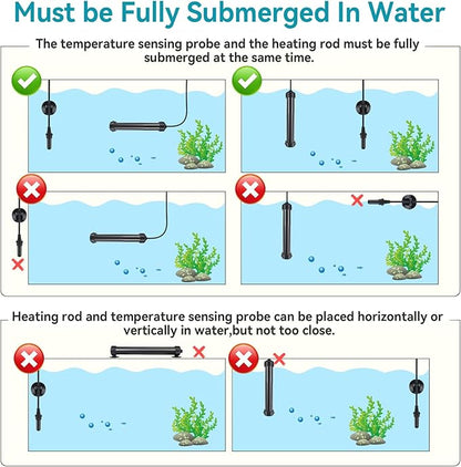 hygger Marine Aquarium Heater 50W 100W 200W 300W 500W,Titanium Heater with Temperature Calibration,Digital LED Controller,Temperature Probe,Submersible Fish Tank Heater for Saltwater Freshwater Tank hygger