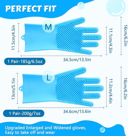 Pecute Pet Grooming Gloves - Heat Resistant Silicone Gloves with High-Density Teeth, Enhanced Five Finger Design for Bathing and Massaging Dogs and Cats, Blue - PAWPICO
