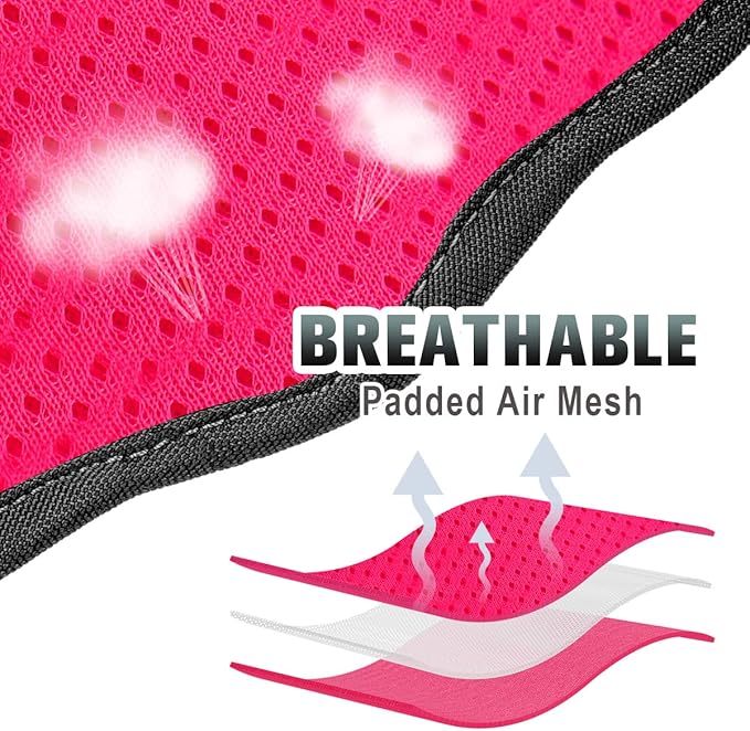 BARKBAY No Pull Dog Harness Large Reflective Dog Harness with Front Clip and Easy Control Handle for Walking Training Running with ID tag Pocket(Pink/Black,M) BARKBAY