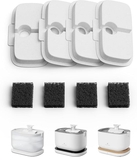 PETLIBRO 4 Packs Replacement Filters for Dockstream Cat Water Fountain PLWF105/PLWF115/PLWF005, 2 Months Set of Replacement Filters for Ultra Quiet Pet Water Fountain - PAWPICO