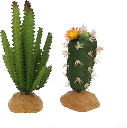 JIHAQUA Reptile Plants Succulent, Artificial Desert Rain Forests Plants for Lizard Bearded Dragon Chameleon Gecko Snake Amphibian Terrarium Decor (Set 2) JIHAQUA