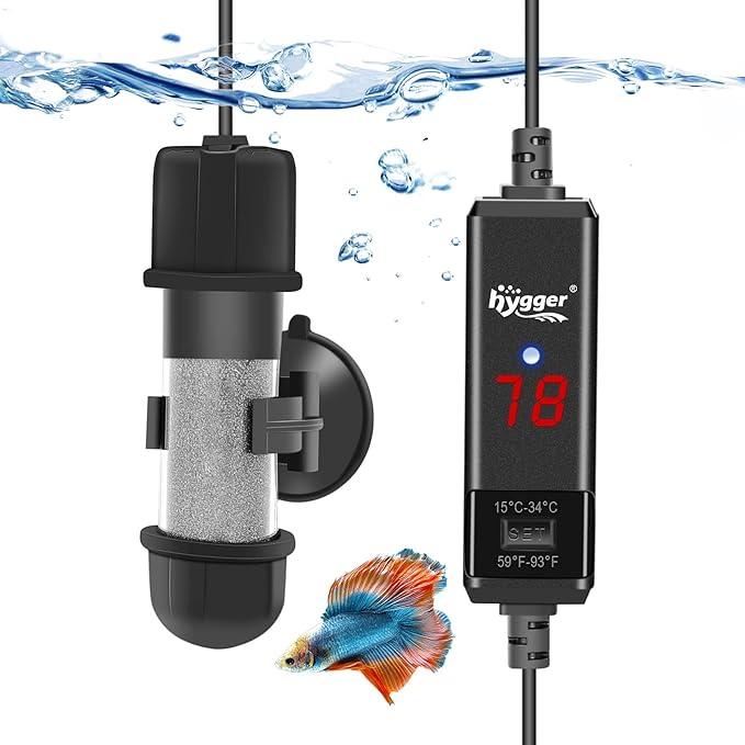hygger Small Aquarium Betta Heater, Submersible Fish Tank Heater 10W/25W/50W/100W with LED Digital Display, Suitable for Marine Saltwater and Freshwater up to 5/10/16/26 Gallon hygger