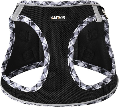 AMTOR Dog Harness with Leash Set,No Pull Adjustable Reflective Step-in Puppy Harness with Padded Vest for Extra-Small/Small Medium Large Dogs and Cats(Blackwhite),XLarge(Chest:19.5''''-23'''' AMTOR