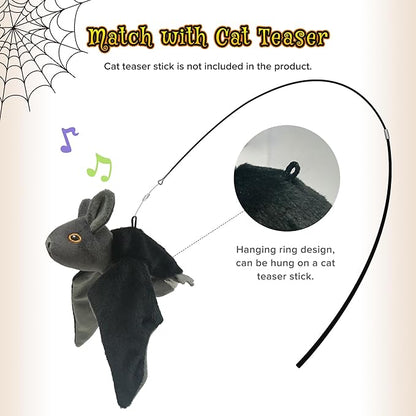 LEWISER Cat Toys, Rechargeable Intelligent Flapping Bat, Suitable for Cat Teaser Stick, Halloween Hanging Interactive Cat Toys for Indoor Cats Chase Exercise, Vivid Chirping, 3 Modes - PAWPICO