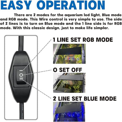 Aquarium Lights Fish Tank Light 10 20 30 55 Gallon Planted Aquarium LED Light with Switch (18-24") Waterrebirth