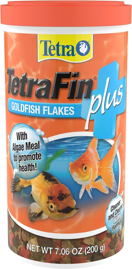 TetraFin Plus Goldfish Flakes 7.06 Ounces, Balanced Diet, With Algae To Promote Health Tetra