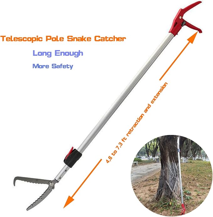 7.3ft Snake Catcher Tongs Grabber Professional Traps Stick Heavy Duty Auminum Alloy Pick-up Handing Tools SYFRLLC