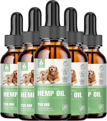 Pet Hemp Oil for Dogs and Cats - Organic Hemp Extract Drops (5P) Hemyum
