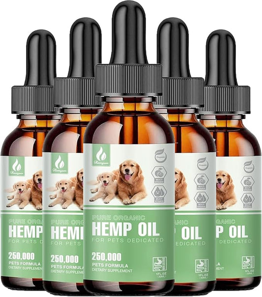 Pet Hemp Oil for Dogs and Cats - Organic Hemp Extract Drops (5P) Hemyum