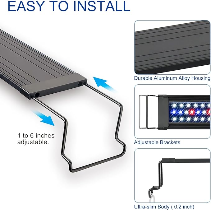Aquarium LED Light 24"-32" Fish Tank Light with Timer, 24/7 Cycle, 5 Dimmable Brightness, Sunrise/Sunset Simulation Planted Light for 10/20/30/55 Gallon Freshwater Fish Tank OYOWATER