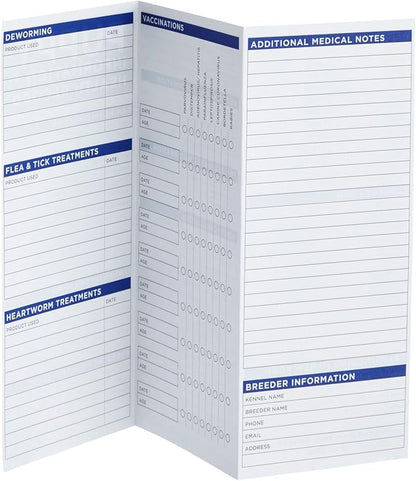 Okuna Outpost 60 Pack Puppy Vaccination Record Cards, Canine Health Record Books for Dogs (Tri-Fold Design, 8.5x11 Inch) Okuna+Outpost
