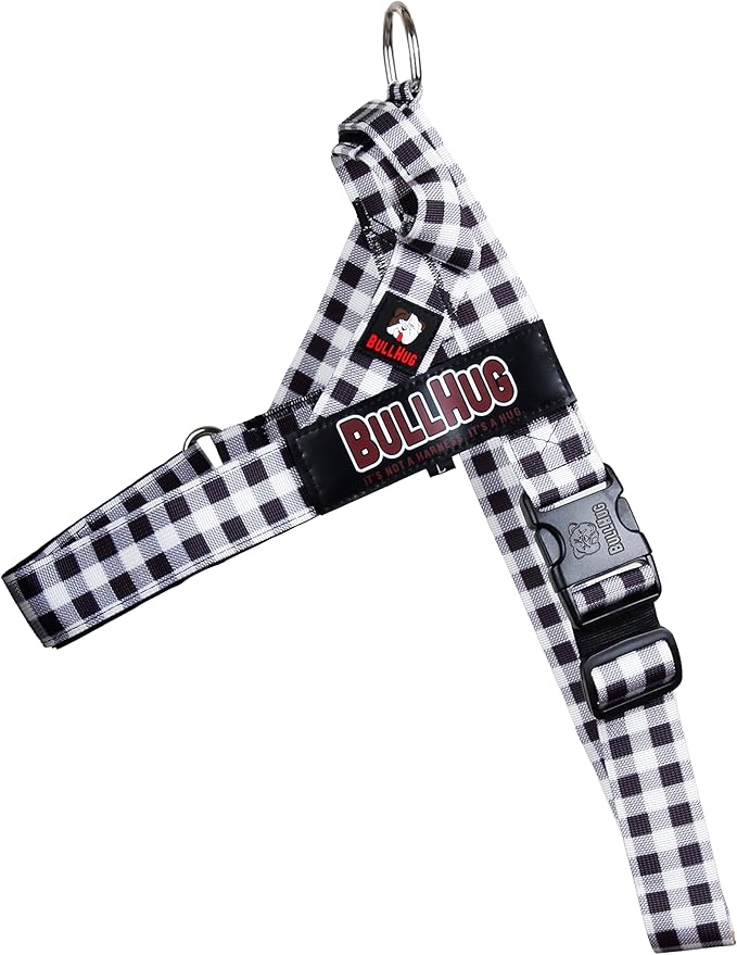 BULLHUG Harness – Made for Larger Chested Dogs Like English Bulldogs, French Bulldogs, Pugs & More. Stops Dogs from Pulling & Choking on Walks (BW Buffalo, Large) BULLHUG