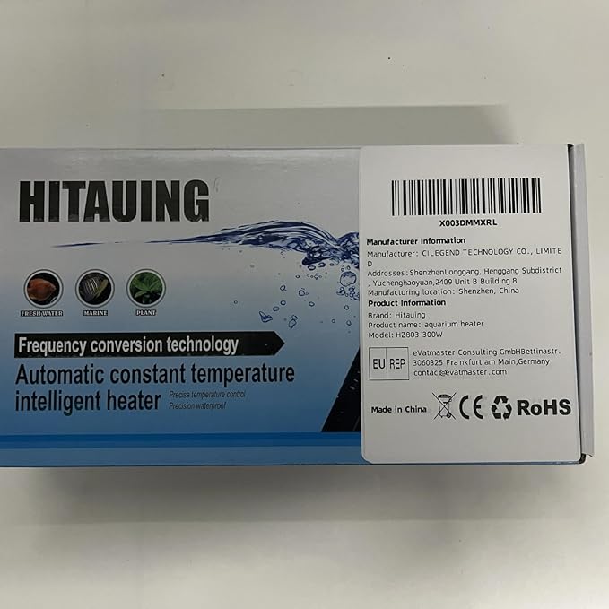 HiTauing Aquarium Heater, 300W Fish Tank Heater with LED Digital Display & 5 Safety Protection, Submersible Aquarium Heater with 2 Suction Cup and 8.2Ft Cord for 40-75 Gallon Fish Tank. HiTauing