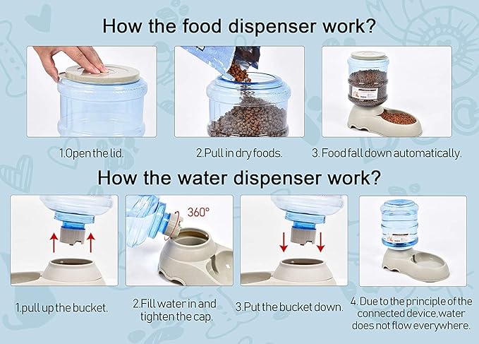 Pet Feeding Solution Automatic Cat & Dog Cafe Feeder and Water Dispenser in Set with Food Scoop - Ito Rocky 6-Meal Automatic Food Dispenser for Small/Middle Puppy and Kitten - PAWPICO