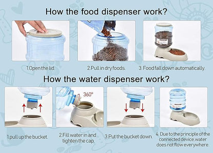 Pet Feeding Solution Automatic Cat & Dog Cafe Feeder and Water Dispenser in Set with Food Scoop - Ito Rocky 6-Meal Automatic Food Dispenser for Small/Middle Puppy and Kitten - PAWPICO