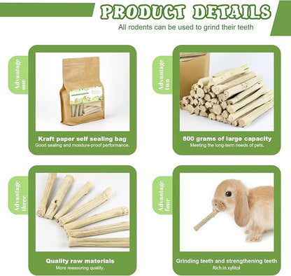 800g/1.76lb Sweet Bamboo Sticks for Rabbits Bunny Chew Toys Molar Treats Snack for Small Animals Hamsters Chinchillas Guinea Pigs Heylcm