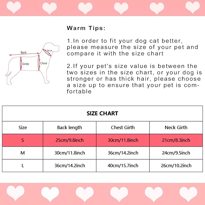 Dxhycc Dog Knitted Sweater Heart Puppy Sweater Warm Soft Pet Holiday Clothes for Small Cats and Dogs (Pink, S) - PAWPICO