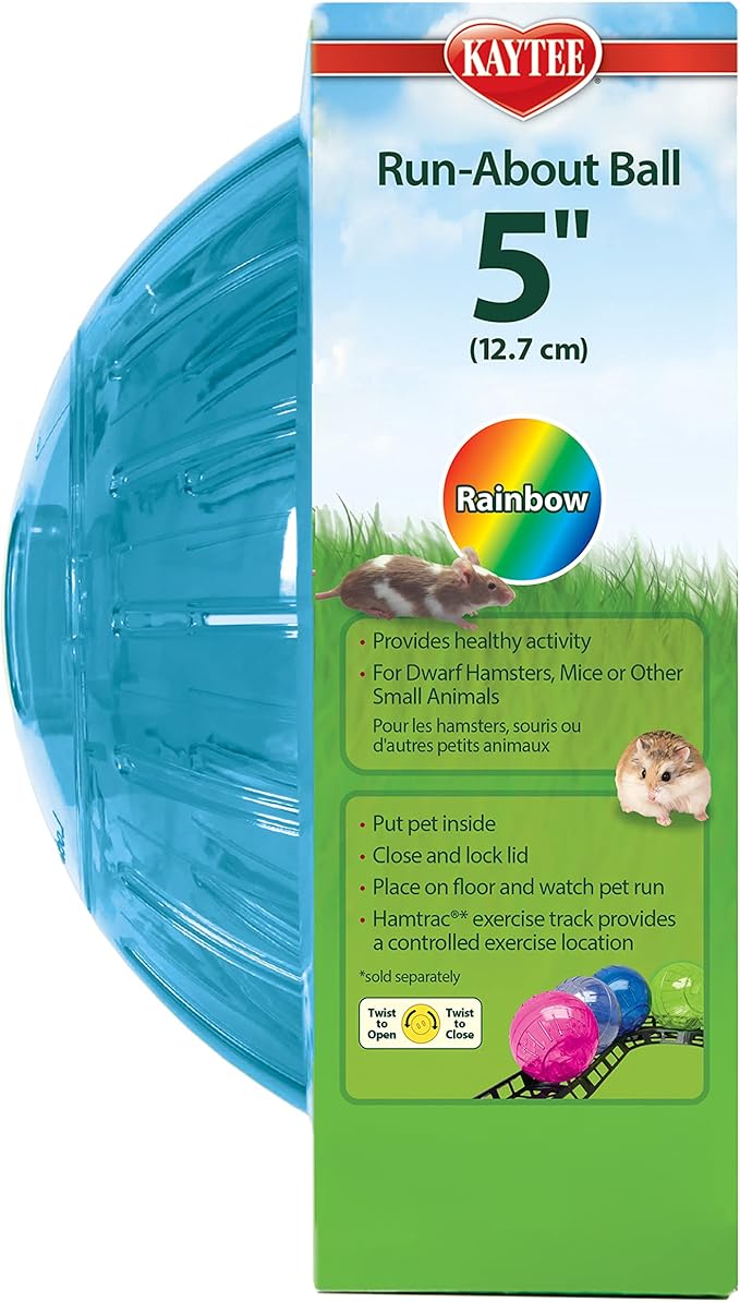 Kaytee 5" Assorted Color Run-About Exercise Ball For Pet Dwarf Hamsters & Mice Kaytee