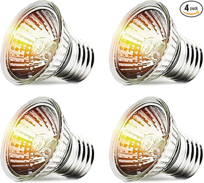 CALPALMY 4-Pack 25W UVA+UVB Reptile Heat Bulbs - Heat and Light for Reptiles and Amphibian Tanks, Terrariums and Cages - Works with Turtle Lizard Various Amphibian Terrarium Heat Lamp Fixtures CalPalmy