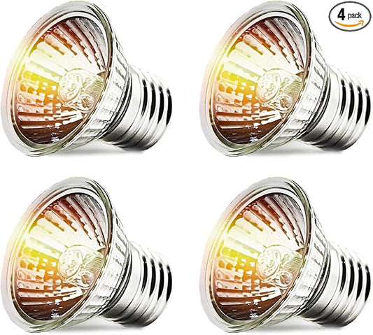 CALPALMY 4-Pack 25W UVA+UVB Reptile Heat Bulbs - Heat and Light for Reptiles and Amphibian Tanks, Terrariums and Cages - Works with Turtle Lizard Various Amphibian Terrarium Heat Lamp Fixtures CalPalmy