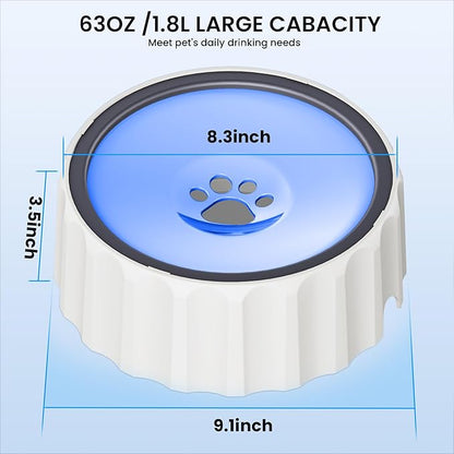 Dog Water Bowl No Spill 70oz/2L Large Capacity Dog Water Bowl Dispenser Non Slip No Splash Dog Water Bowl Pet Slow Feeder No Drip Dog Water Bowl on Vehicle Slow Water Bowl for Dog and Cat Purple - PAWPICO