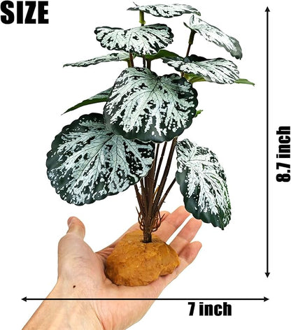 Woyrise Reptile Artificial Plants for Terrarium Decor, Amphibian Habitat Decorations Bearded Dragon Tank Accessories fit Crested Gecko Leopard Lizard Chameleon Snake Frog - Fake Spots Heuchera Woyrise
